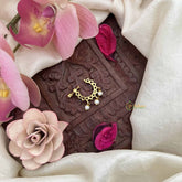 Vriksham Designer Leaf Style Press Naths/Nose Pin-Red-Pearls-G20749